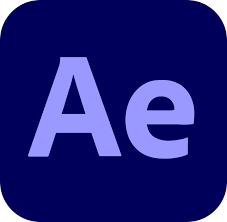 Logo Adobe After Effects, icône bleu marine avec les lettres Ae en violet clair