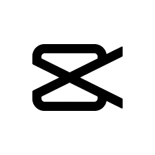 Logo CapCut - icône géométrique noire formée de deux formes croisées avec une barre diagonale, sur fond blanc. Application de montage vidéo mobile.