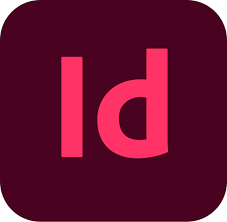 Logo Adobe InDesign - icône "Id" en rose/rouge sur fond bordeaux foncé. Application de mise en page et publication éditoriale de la suite Adobe.