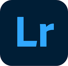 Logo Adobe Lightroom - icône "Lr" en bleu ciel sur fond bleu nuit. Application de retouche et gestion de photos de la suite Adobe.
